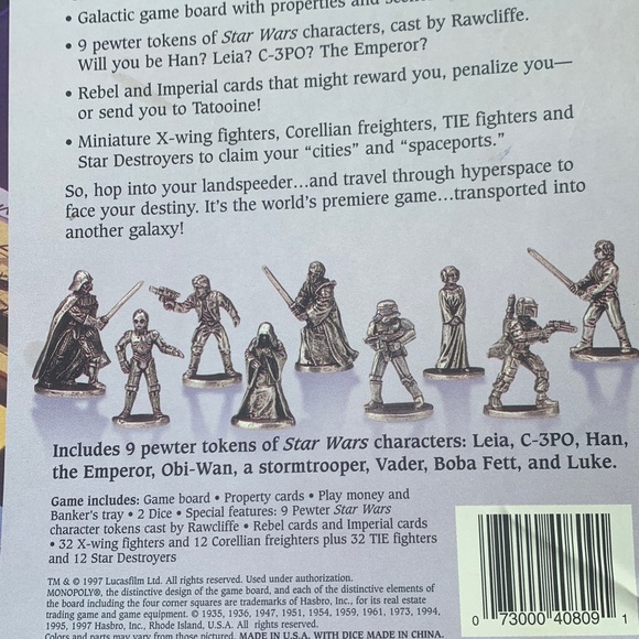 Monopoly Star Wars Classic Trilogy Edition Parker Bros. NEW Open Box - Picture 4 of 12